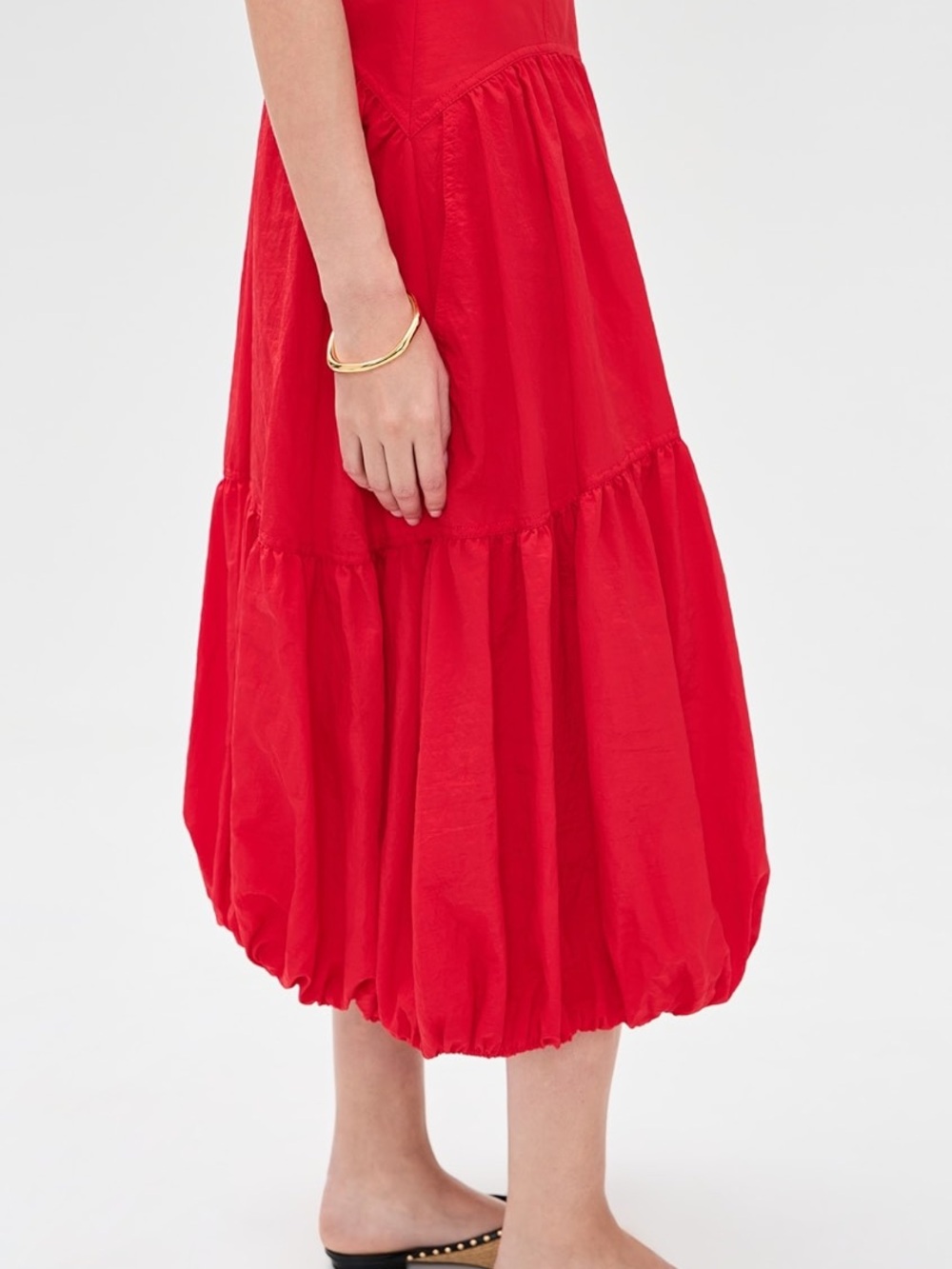 NWT Cinq à Sept Red Blythe Tiered Maxi Bubble Skirt - size 4 - Picture 5 of 13